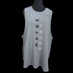 SHEIN Gray Muscle Tee with Bold Print Size 2XL